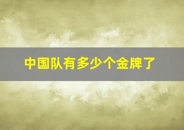 中国队有多少个金牌了