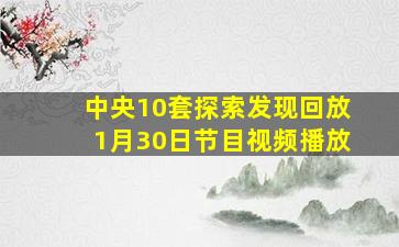 中央10套探索发现回放1月30日节目视频播放