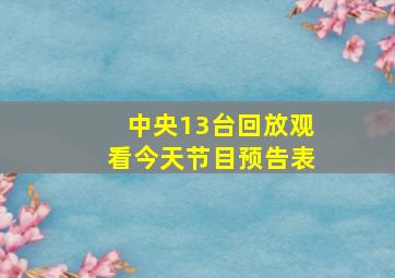 中央13台回放观看今天节目预告表