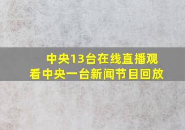 中央13台在线直播观看中央一台新闻节目回放