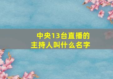 中央13台直播的主持人叫什么名字