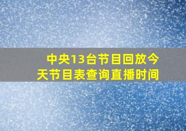 中央13台节目回放今天节目表查询直播时间