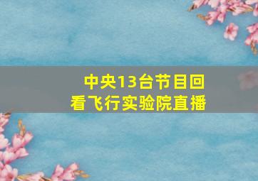 中央13台节目回看飞行实验院直播