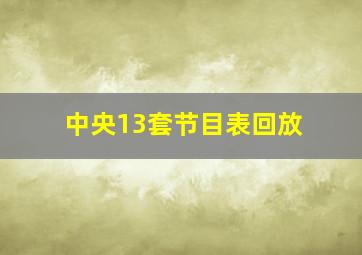 中央13套节目表回放