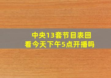 中央13套节目表回看今天下午5点开播吗