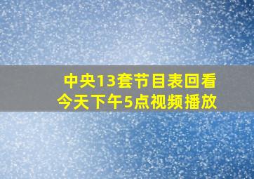 中央13套节目表回看今天下午5点视频播放