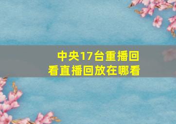 中央17台重播回看直播回放在哪看