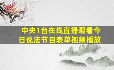 中央1台在线直播观看今日说法节目表单视频播放