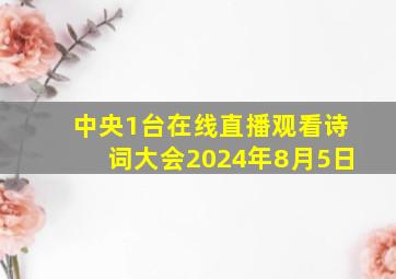 中央1台在线直播观看诗词大会2024年8月5日