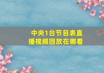 中央1台节目表直播视频回放在哪看