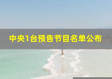 中央1台预告节目名单公布