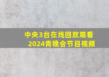 中央3台在线回放观看2024青晚会节目视频