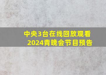 中央3台在线回放观看2024青晚会节目预告