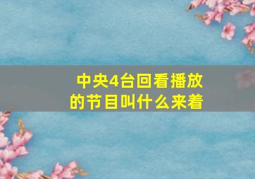 中央4台回看播放的节目叫什么来着