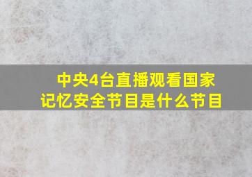 中央4台直播观看国家记忆安全节目是什么节目