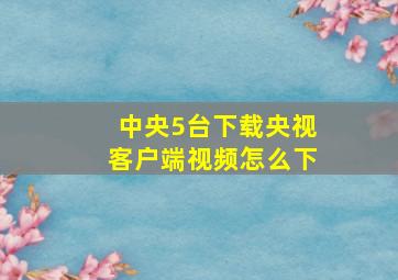 中央5台下载央视客户端视频怎么下