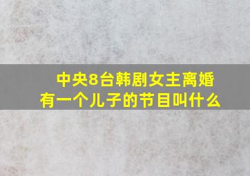 中央8台韩剧女主离婚有一个儿子的节目叫什么