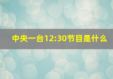 中央一台12:30节目是什么