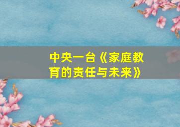 中央一台《家庭教育的责任与未来》