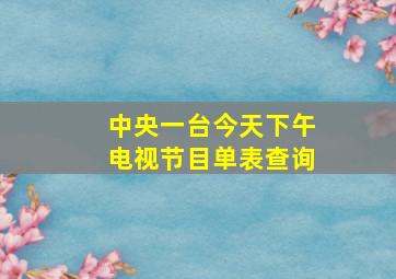 中央一台今天下午电视节目单表查询