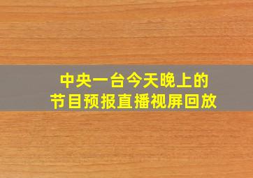 中央一台今天晚上的节目预报直播视屏回放