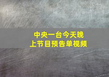 中央一台今天晚上节目预告单视频