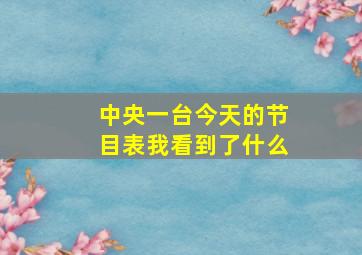 中央一台今天的节目表我看到了什么