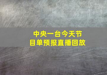 中央一台今天节目单预报直播回放