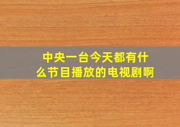 中央一台今天都有什么节目播放的电视剧啊