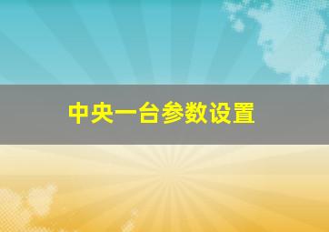 中央一台参数设置