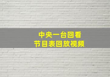 中央一台回看节目表回放视频