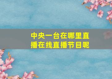 中央一台在哪里直播在线直播节目呢