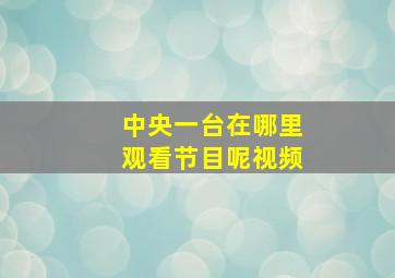 中央一台在哪里观看节目呢视频