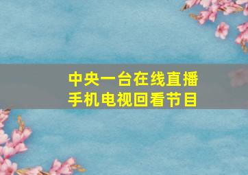 中央一台在线直播手机电视回看节目