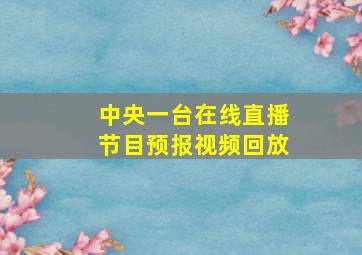 中央一台在线直播节目预报视频回放