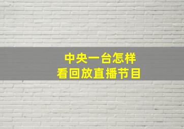 中央一台怎样看回放直播节目