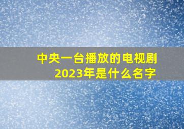 中央一台播放的电视剧2023年是什么名字