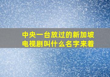 中央一台放过的新加坡电视剧叫什么名字来着