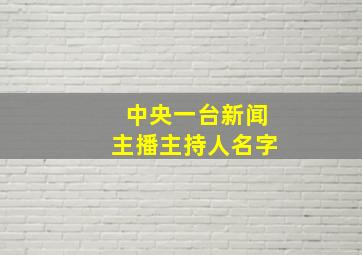 中央一台新闻主播主持人名字