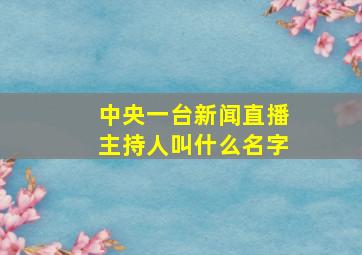 中央一台新闻直播主持人叫什么名字