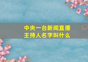 中央一台新闻直播主持人名字叫什么