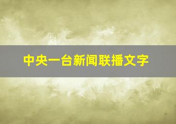 中央一台新闻联播文字