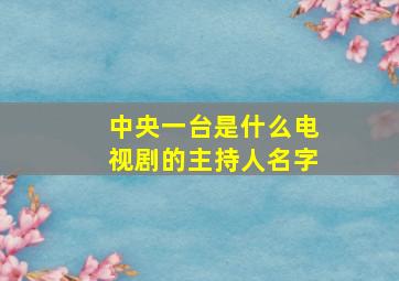 中央一台是什么电视剧的主持人名字