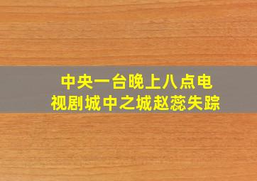 中央一台晚上八点电视剧城中之城赵蕊失踪