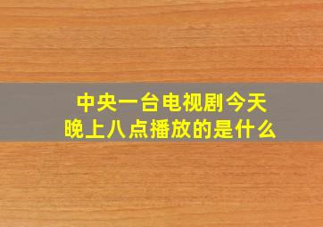 中央一台电视剧今天晚上八点播放的是什么