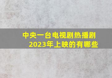 中央一台电视剧热播剧2023年上映的有哪些