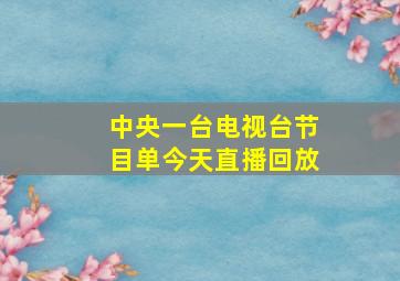 中央一台电视台节目单今天直播回放