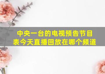 中央一台的电视预告节目表今天直播回放在哪个频道