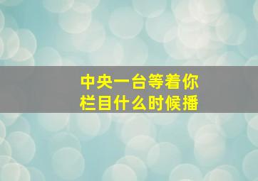 中央一台等着你栏目什么时候播