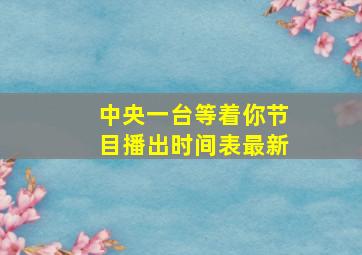 中央一台等着你节目播出时间表最新